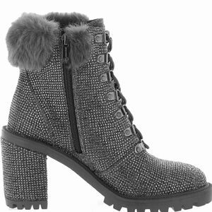 NEW Jessica Simpson Deliah Fur-Trimmed Studded Ankle Boots, Size 7